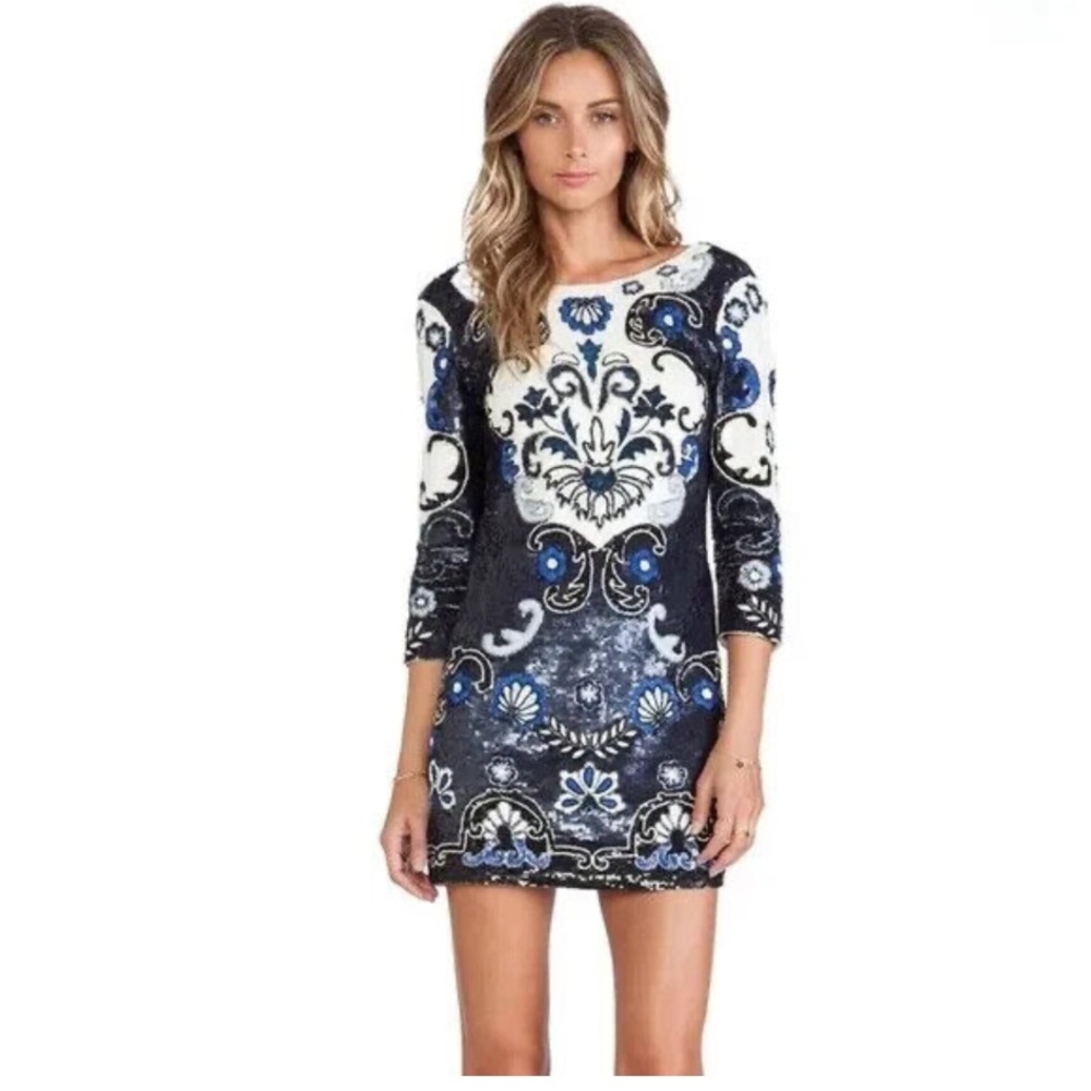 New Needle & Thread Sequinned Shift Dress backless UK 6/XS/0